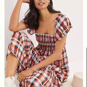 Anthropologie Plaid Maxi Dress